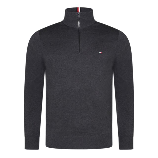 Tommy Hilfiger 1985 Zip Mock Knit Dark Grey