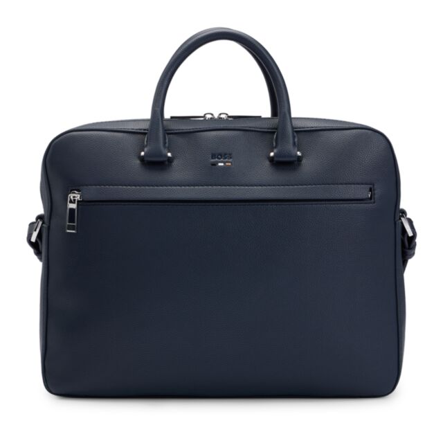 Boss Ray Leather Laptop Bag Dark Blue