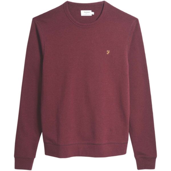 Farah Tim Crew Sweater In Farah Red Marl