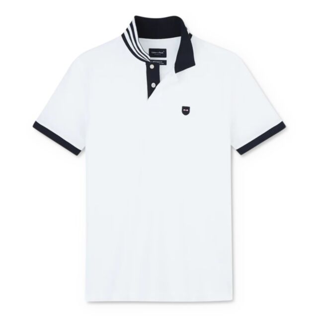 Eden Park Contrast Collar Polo In White