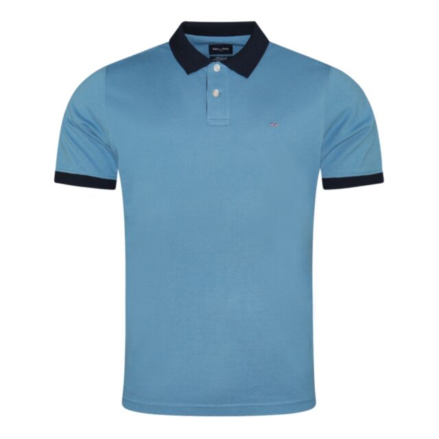 Eden Park Contrast Collar Polo In Blue