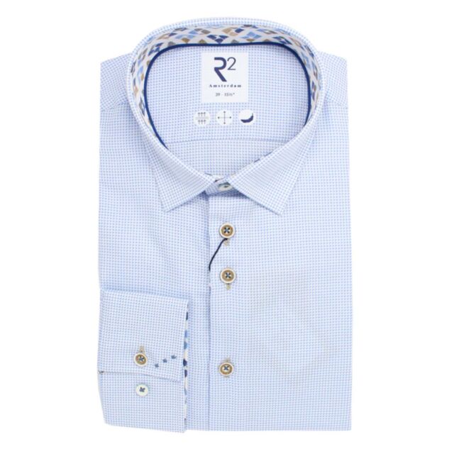 R2 Amsterdam HBD Dobby Shirt In Blue