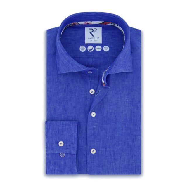 R2 Amsterdam Linen Shirt In Cobalt