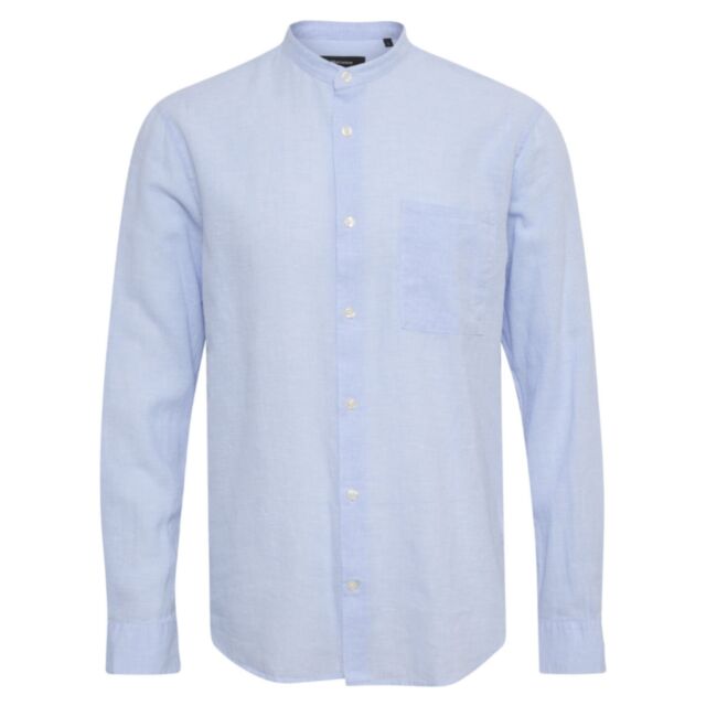 Matinique Linen Grandad Shirt In Chambra
