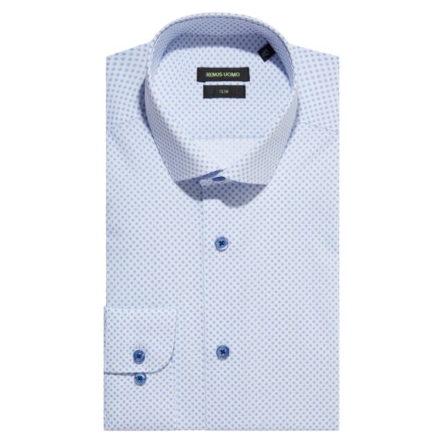 Remus Uomo Kirk Slim Shirt In Blue Print