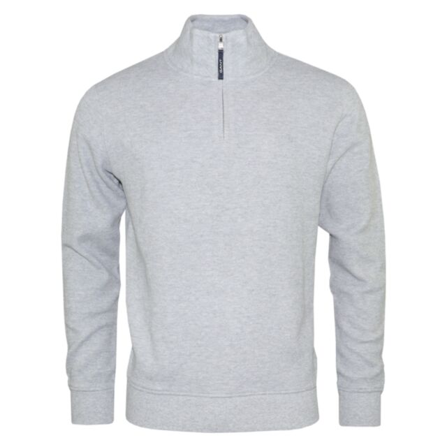 Gant Waffle Texture Half Zip Grey Melang