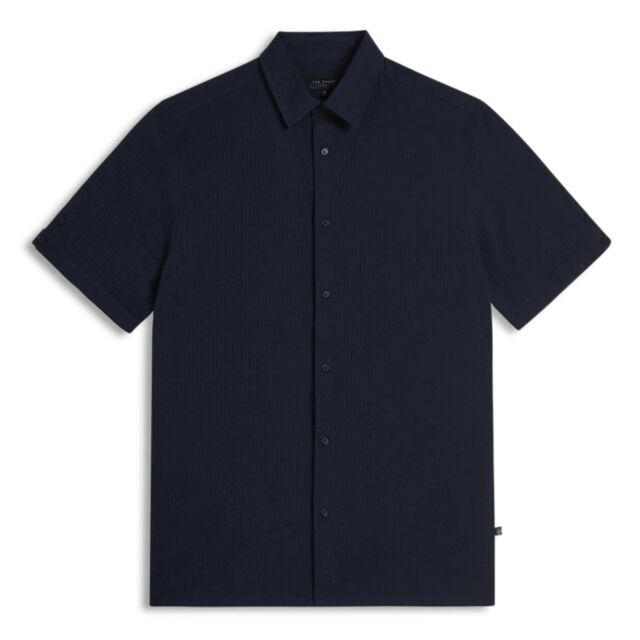 Ted Baker SS Seersucker Shirt Navy