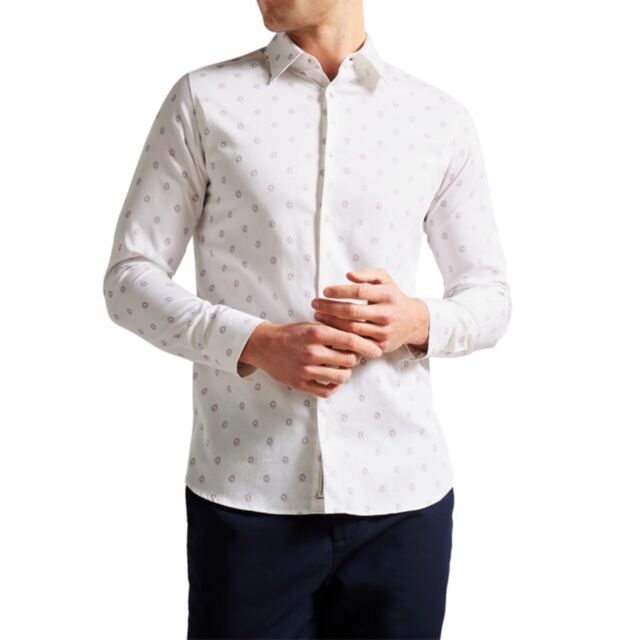 Ted Baker LS Ditsy Floral Shirt White