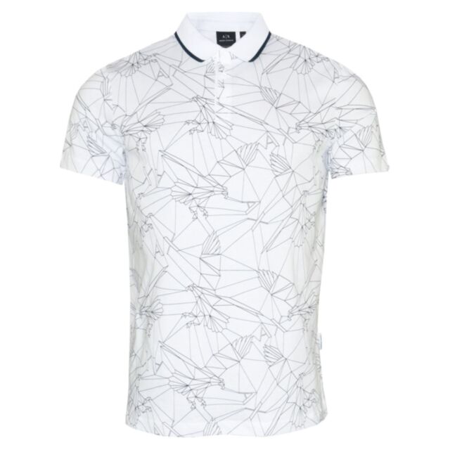 Armani Exchange Geo Print Polo Shirt Whi