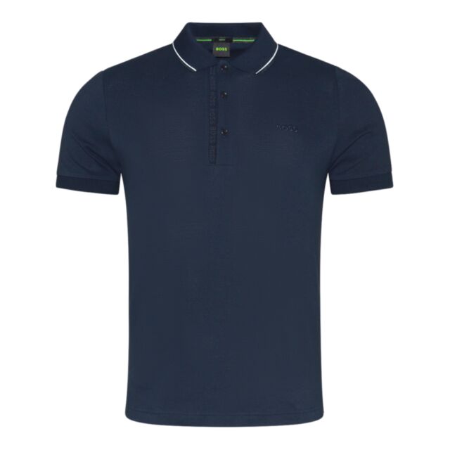 Boss Paule 4 Tipped Polo Shirt Blue