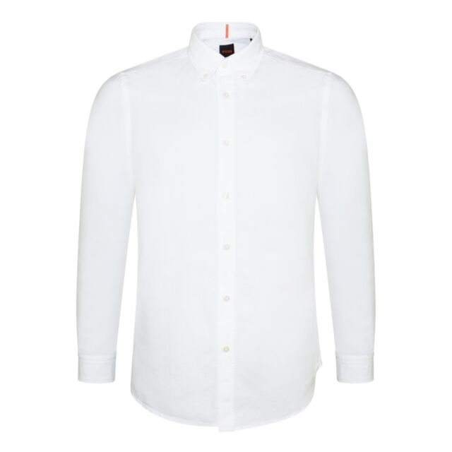 Boss Rickert Cotton LS Shirt White