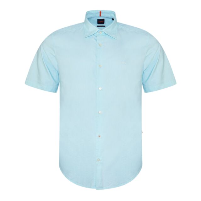 Boss Rash2 Cotton SS Shirt In Open Blue