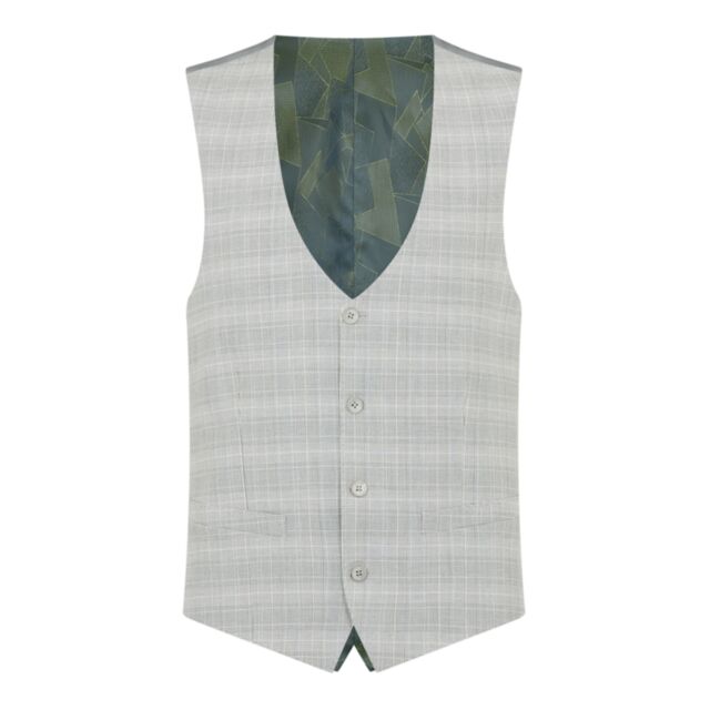 Remus Uomo Lanito Waistcoat Grey Check