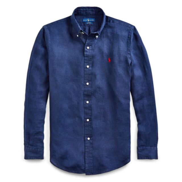 Ralph Lauren LS Linen Shirt In Navy