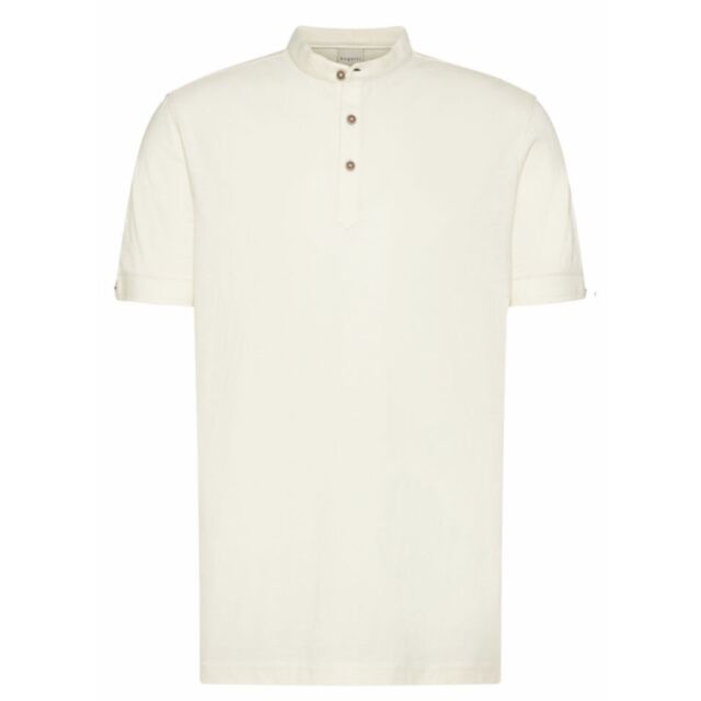 Bugatti Grandad Collar Polo Ecru