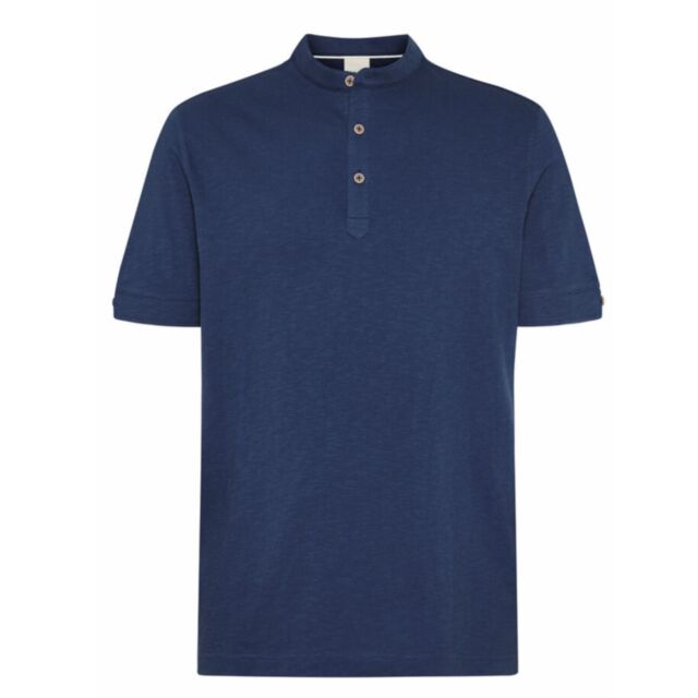 Bugatti Grandad Collar Polo Navy Blue
