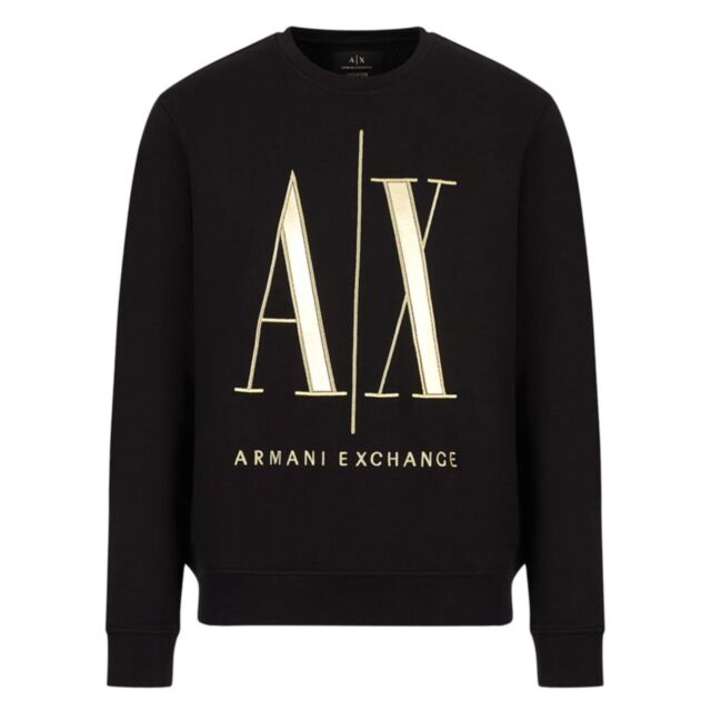 Armani Exchange Big Logo Sweater In Blac
