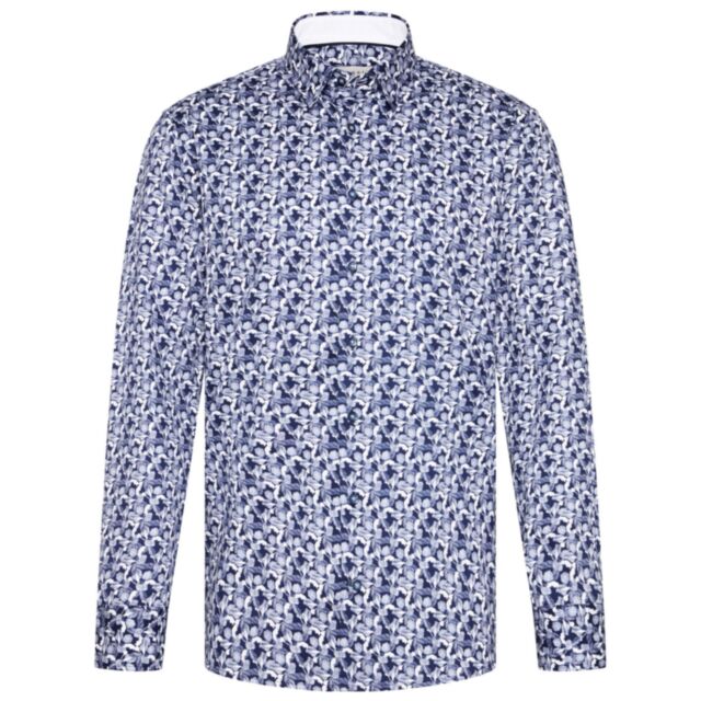 Bugatti LS Printed Shirt In Navy Blue
