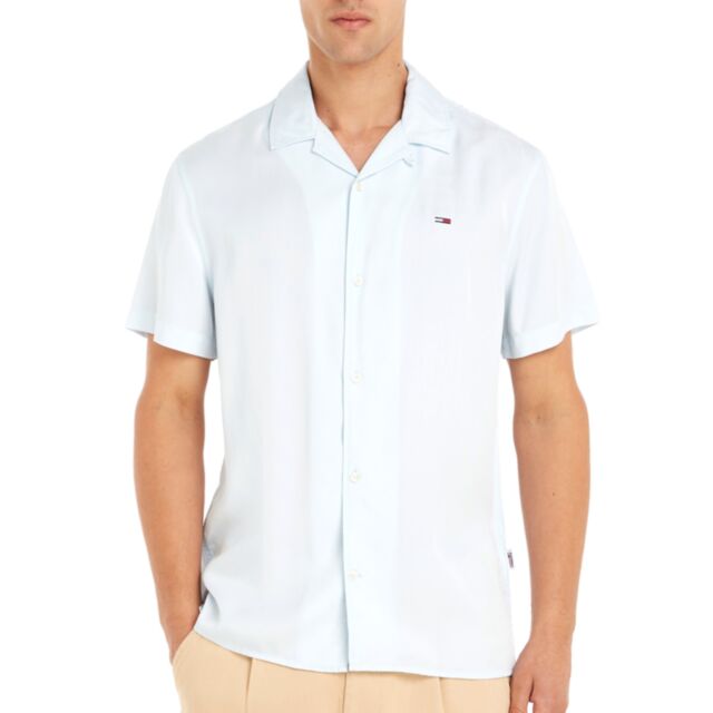 Tommy Jeans Classic Solid Camp Shirt Blu
