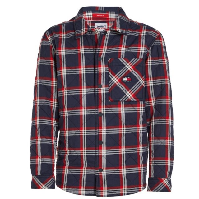 Tommy Jeans Padded Check Overshirt Navy