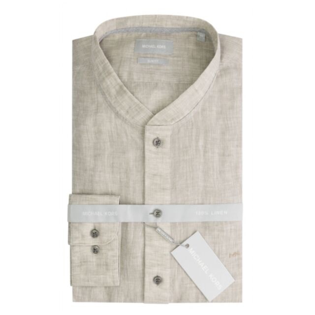 Michael Kors Popover Linen Shirt Taupe