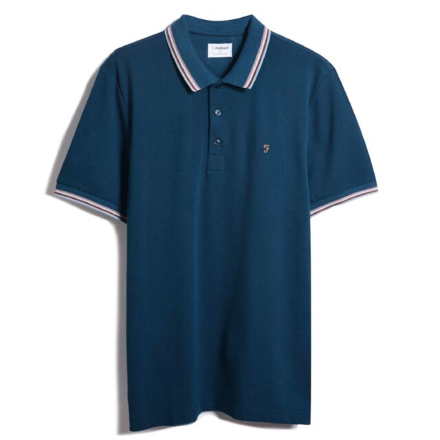 Farah Alvin Tipped Collar Polo Sailor Bl