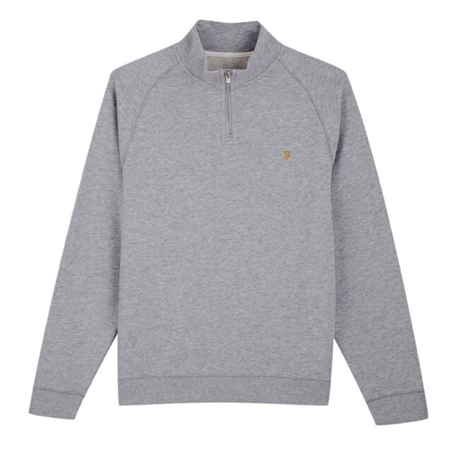 Farah Jim 1/4 Zip Sweater Light Grey Mar