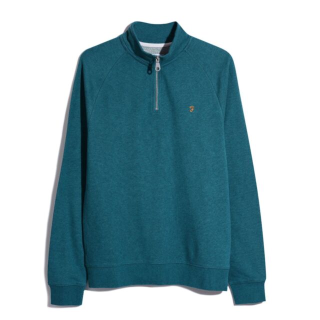 Farah Jim 1/4 Zip Sweater Petrol Blue Ma