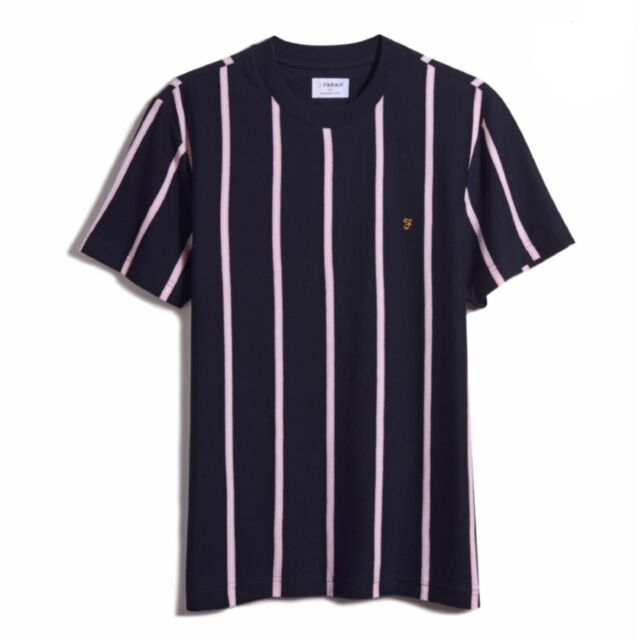 Farah Peralta Vertical Stripe Tee Navy