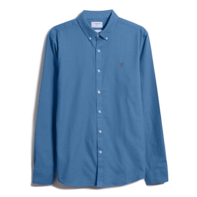 Farah Brewer LS BD Shirt Caribbean Blue
