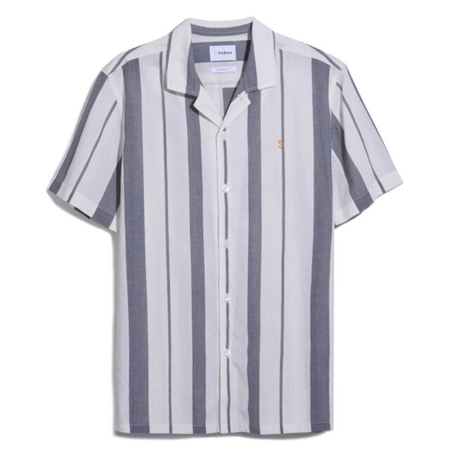 Farah Alder SS Stripe Shirt True Navy