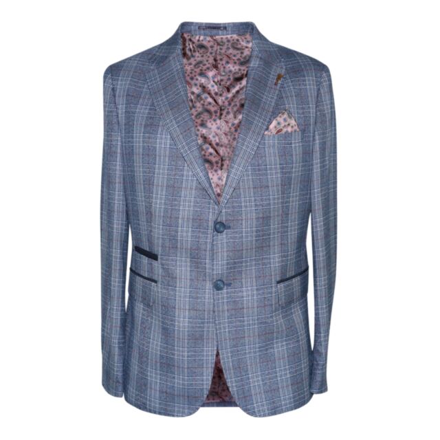 Fratelli Uniti Check Blazer In Navy