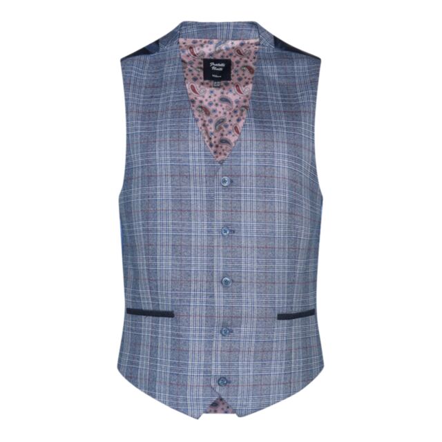 Fratelli Uniti Check Waistcoat In Navy