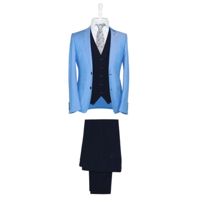 6th Sense 3 Piece Suit Light Blue