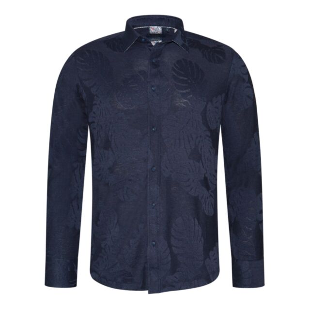 Guide London LS Printed Shirt Navy