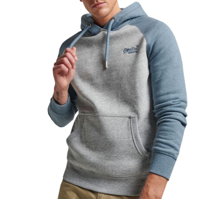 Superdry Vint Logo Baseball Hoodie Grey