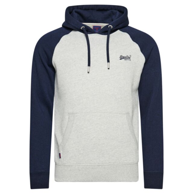 Superdry Vint Logo Baseball Hoodie Navy