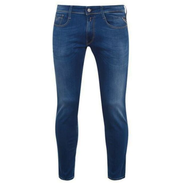 Replay Anbass Hyperflex Jeans In Dark Blue