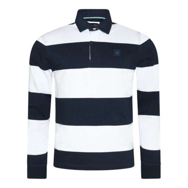 Eden Park IRFU LS Stripe Polo White/Navy