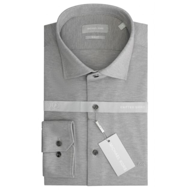 Michael Kors Solid Pique Slim Shirt Grey