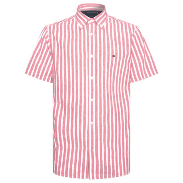 Tommy Hilfiger Linnen Mix SS Shirt Crims
