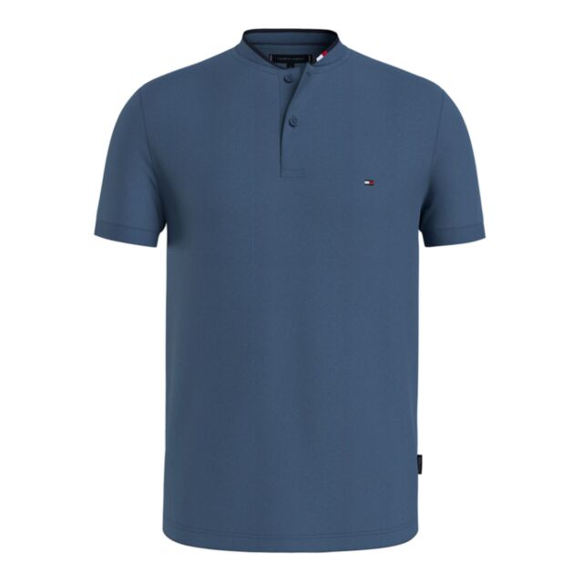 Tommy Hilfiger Mao Collar Logo Top Blue