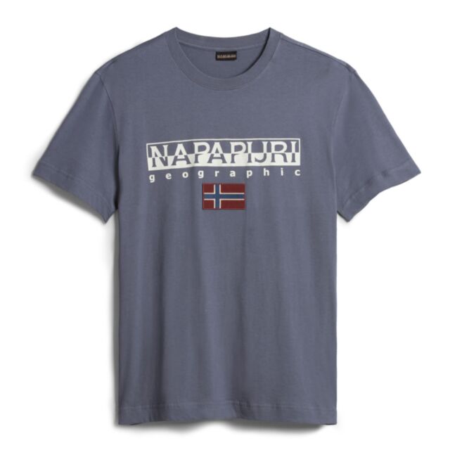 Napapijri Centre Logo Tee Blu Grisail