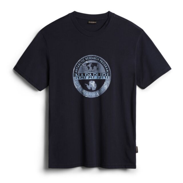 Napapijri Centre Logo Tee in Blu Marine