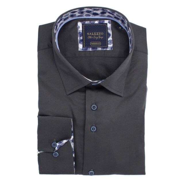 Saluzzo Sergio Tapered Fit Shirt Charcoa