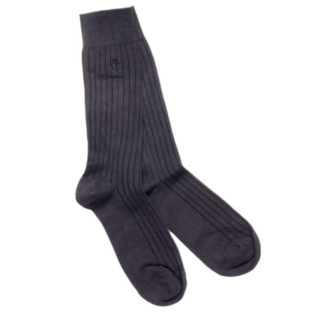 Swole Panda Ribbed Socks In Navy