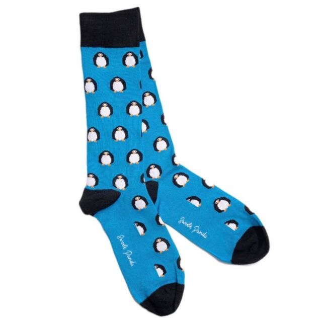 Swole Panda Penguin Socks In Blue