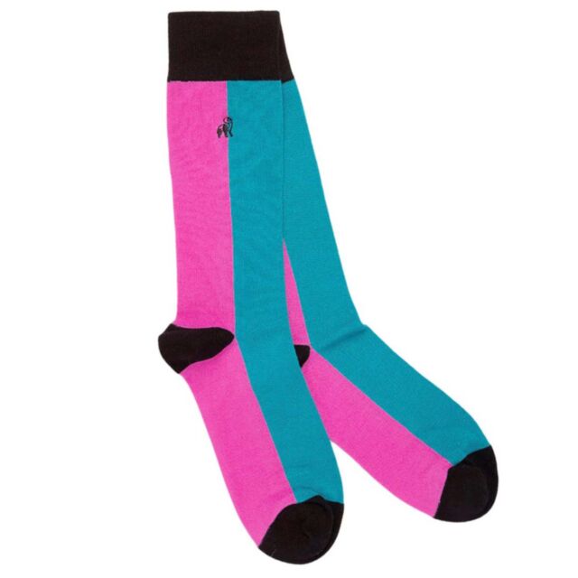 Swole Panda Vertical Stripe Socks In Pin