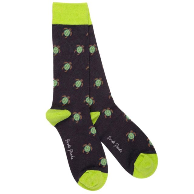 Swole Panda Turtle Socks In Navy