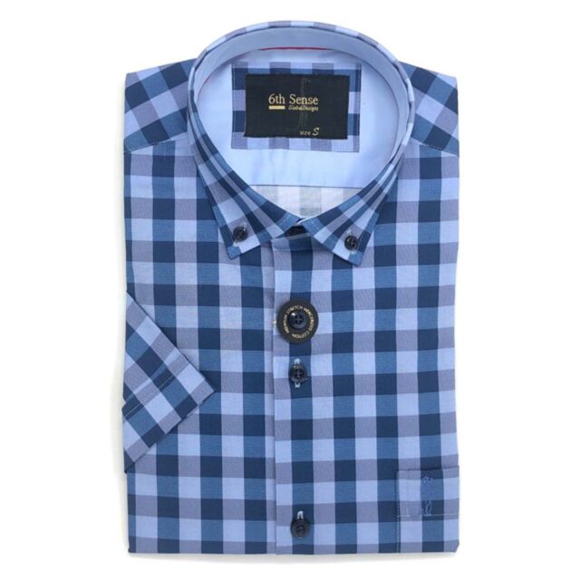 6Th Sense SS BD Check Shirt Blue